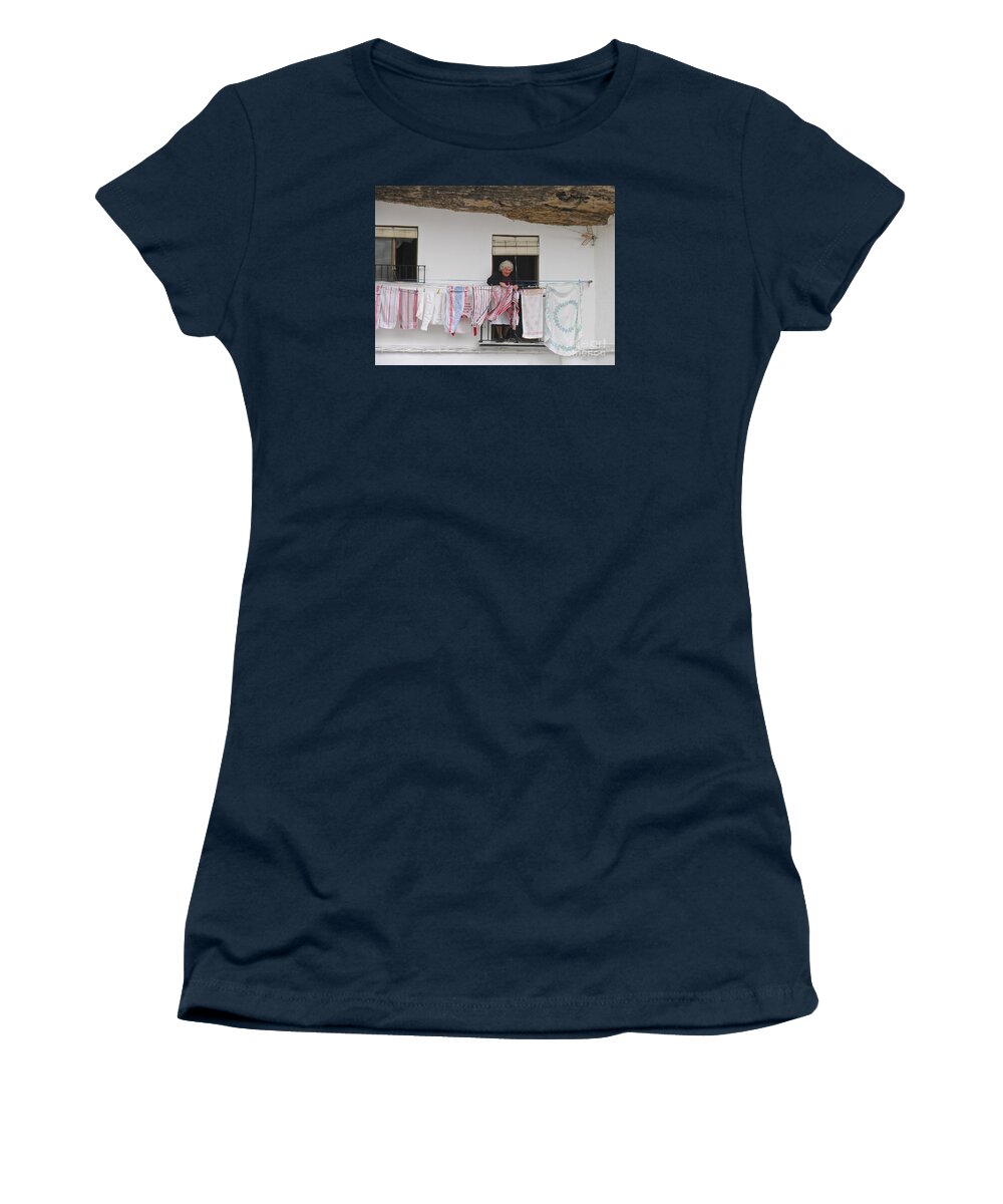 Spain Andalucia Region Laundry Line Women's T-Shirt featuring the photograph Laundry Day by Suzanne Oesterling