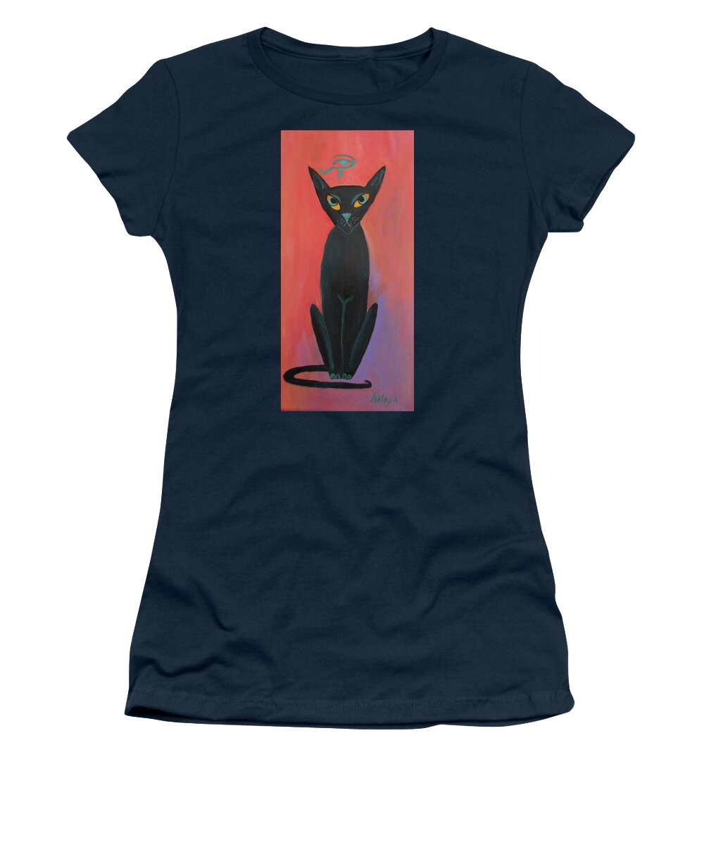 Cat Women's T-Shirt featuring the painting Le Mew by Nataya Crow
