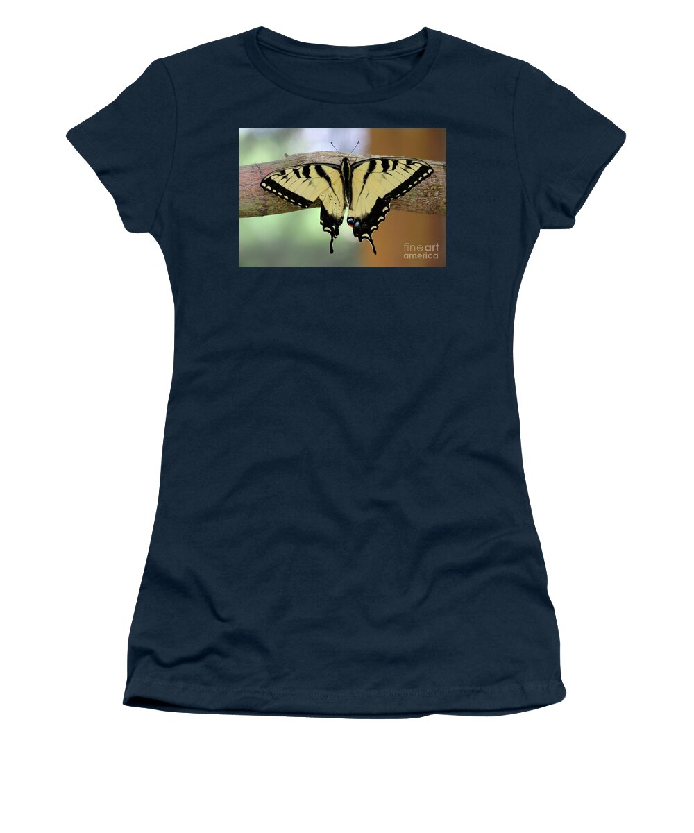Tiger Swallowtail Women's T-Shirt featuring the photograph Le Papillon - Papilio Glaucus by Christiane Schulze Art And Photography