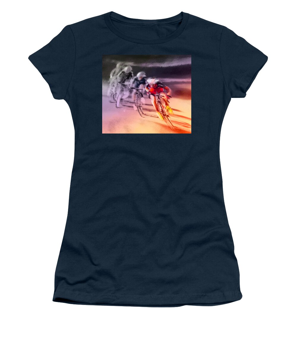 Sports Women's T-Shirt featuring the painting Le Tour de France 13 by Miki De Goodaboom