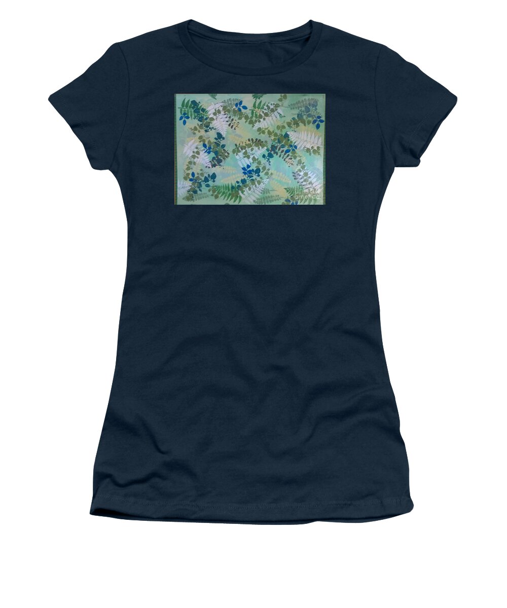 Floor Cloth Women's T-Shirt featuring the painting Leafy Floor Cloth - SOLD by Judith Espinoza
