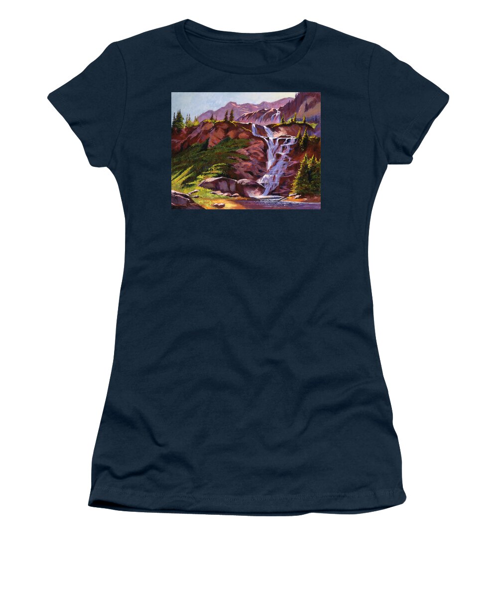 Landscape Women's T-Shirt featuring the painting Legend Falls by David Lloyd Glover