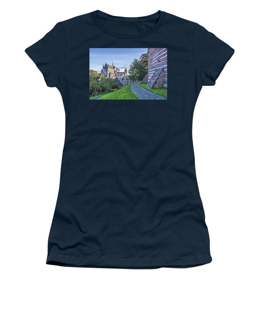 Church Women's T-Shirt featuring the photograph Leiden, the Church and the Castle by Frans Blok