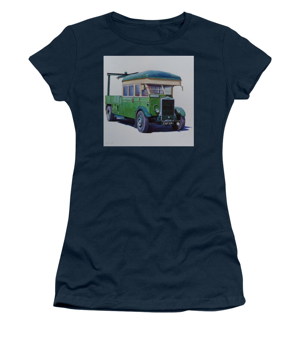 Leyland Women's T-Shirt featuring the painting Leyland Southdown wrecker. by Mike Jeffries