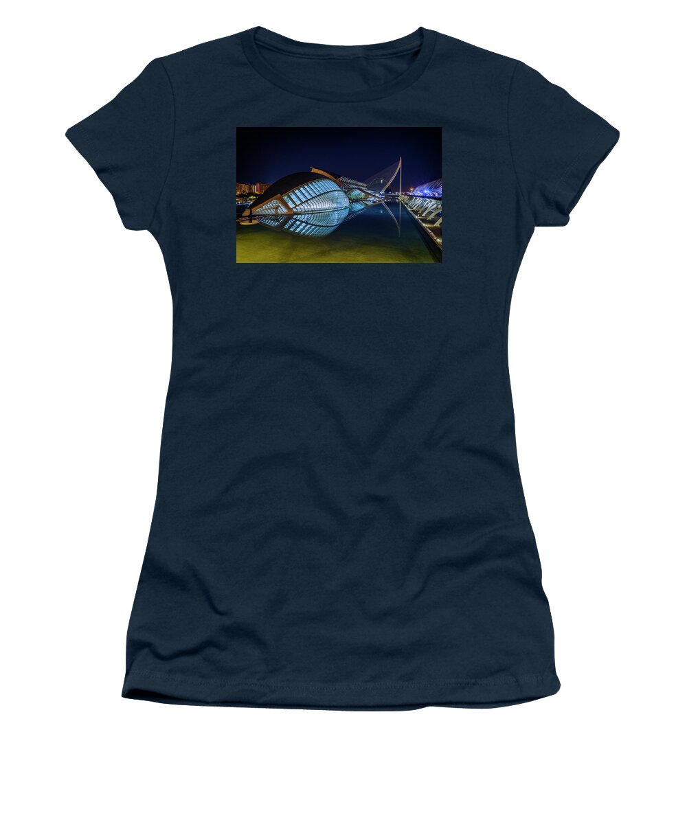 L'hemisferic Women's T-Shirt featuring the photograph L'Hemisferic in Valencia by Pablo Lopez