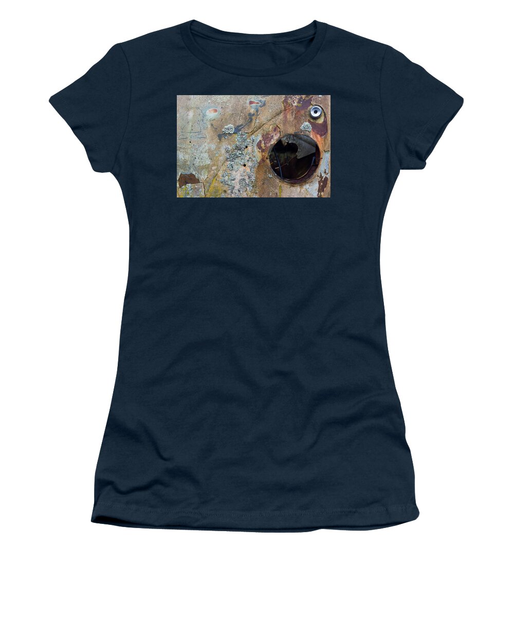 Mount Shasta Women's T-Shirt featuring the photograph Lichen on VW Bus Nose by Richard Kimbrough