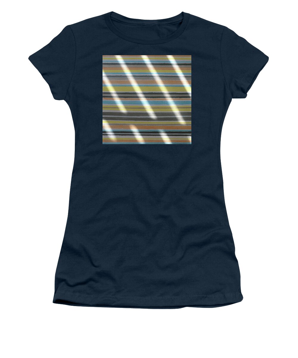 Acrylic Women's T-Shirt featuring the painting Light Striped Stripes by Stan Magnan