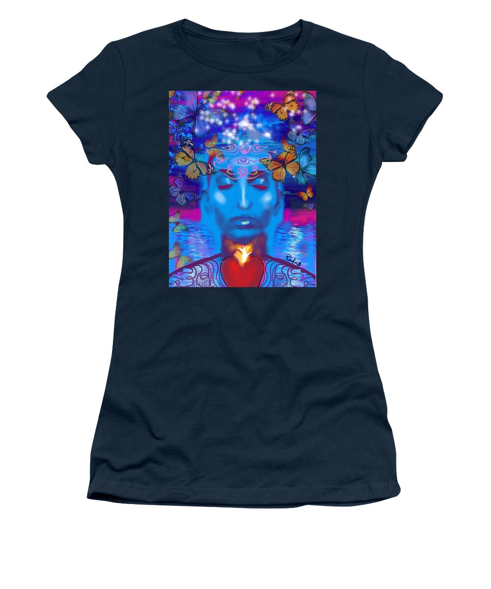Goddess Women's T-Shirt featuring the digital art Light Within by Serenity Studio Art