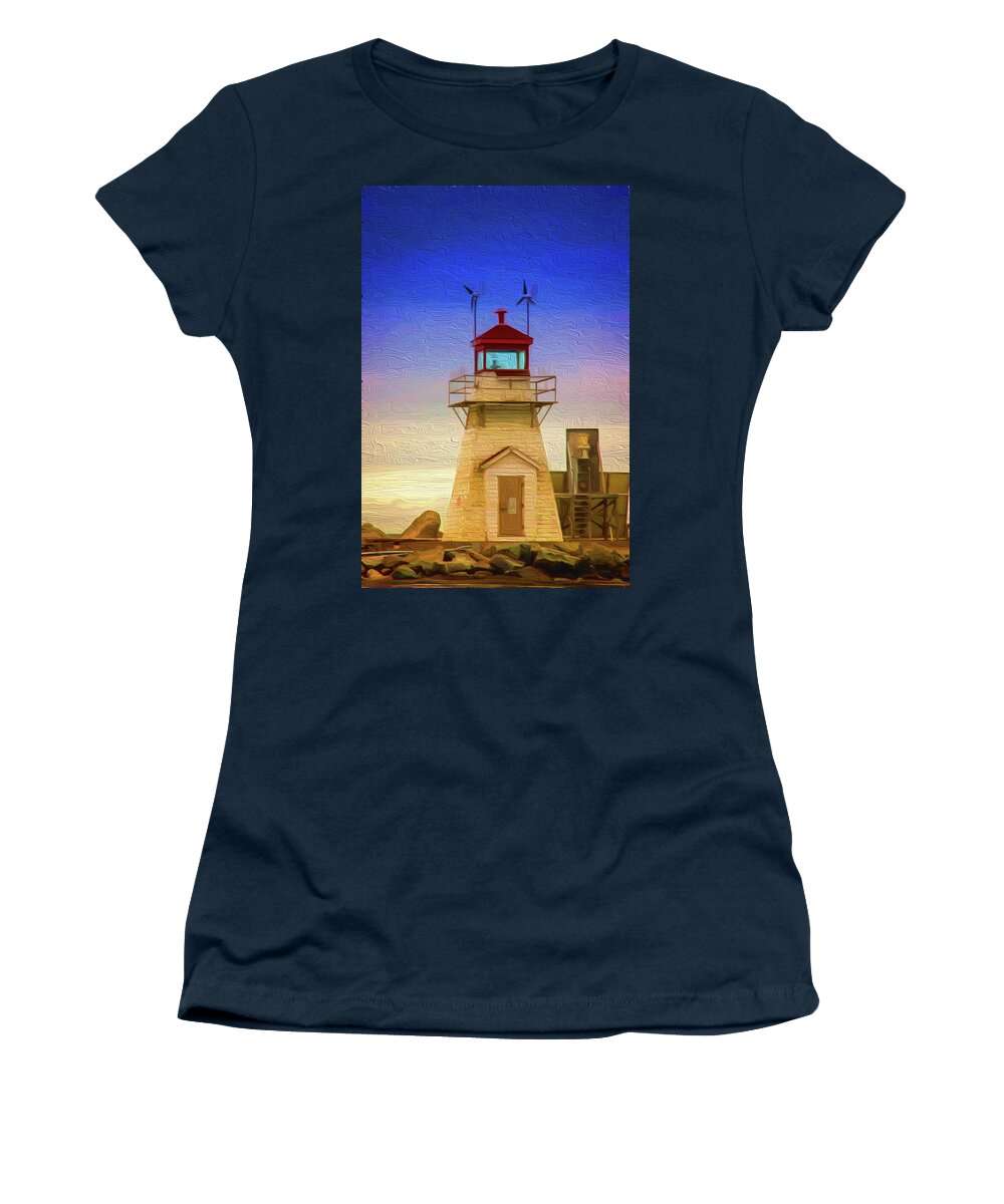 Lighthouse Women's T-Shirt featuring the painting Lighthouse by Prince Andre Faubert
