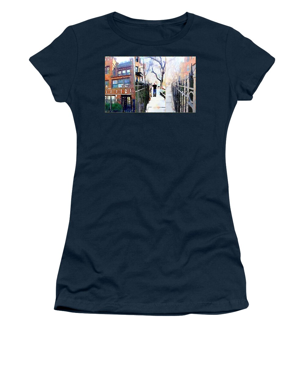 Lincoln Park Women's T-Shirt featuring the digital art Lincoln Park Water Color Collage by Mary Pille