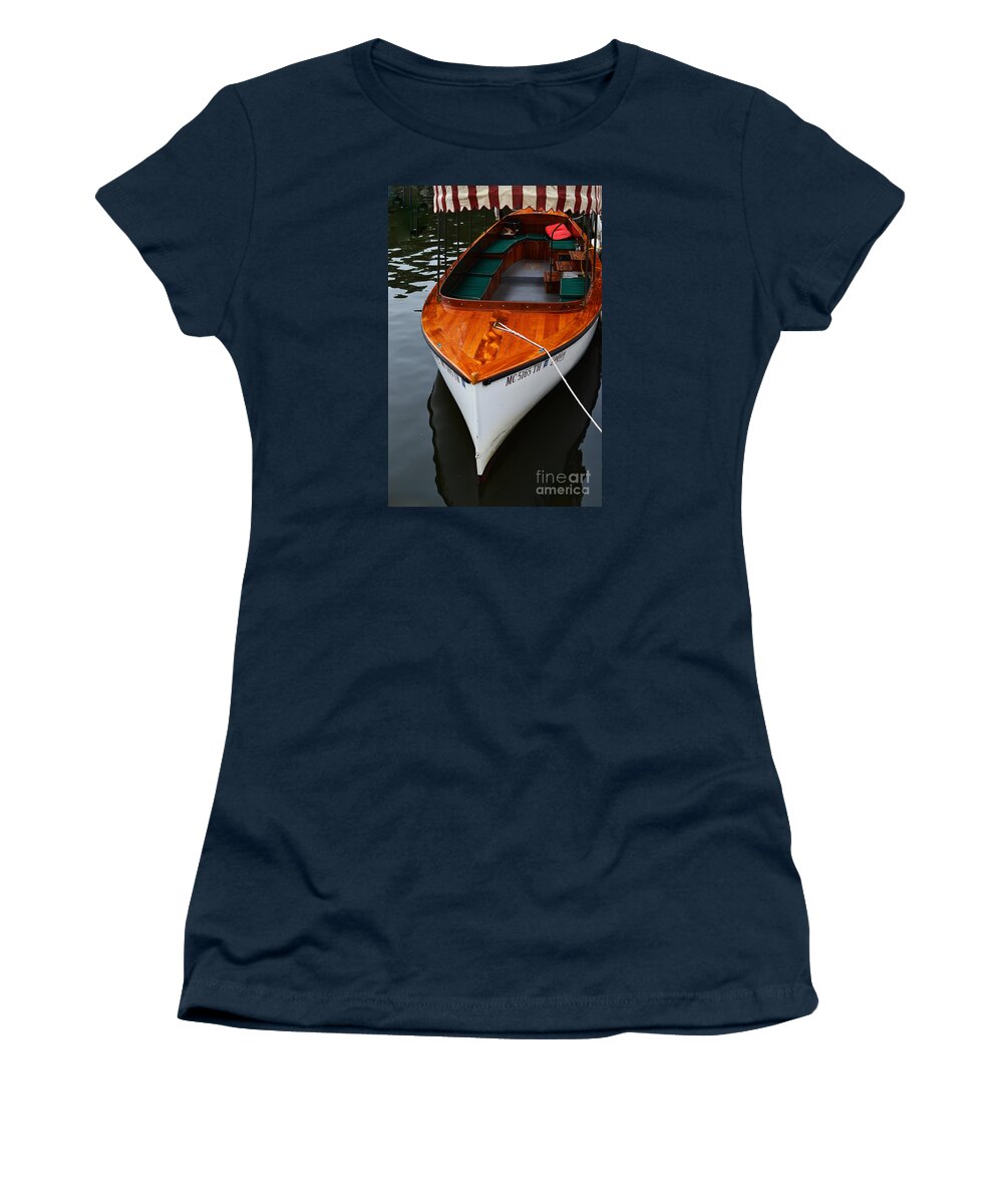 Lindy Lou Women's T-Shirt featuring the photograph Lindy Lou Wood Boat by Amy Lucid
