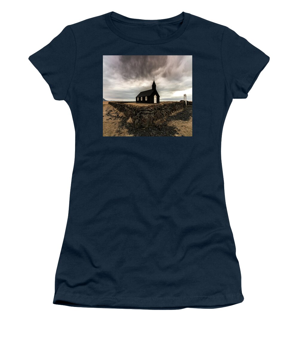 Iceland Women's T-Shirt featuring the photograph Little Black Church by Larry Marshall