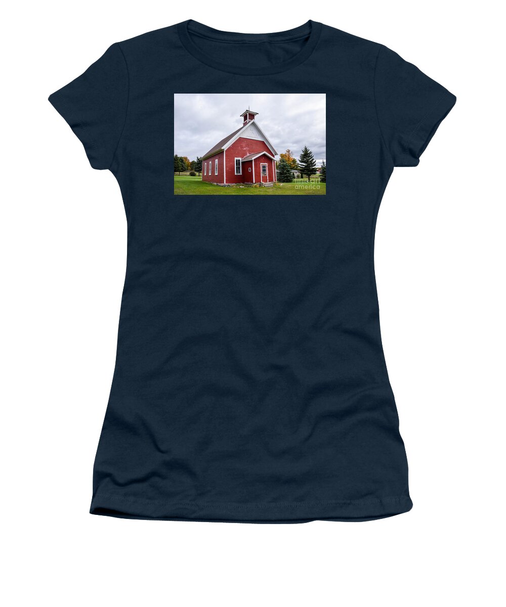 Schoolhouse Women's T-Shirt featuring the photograph Little Red Schoolhouse by Grace Grogan