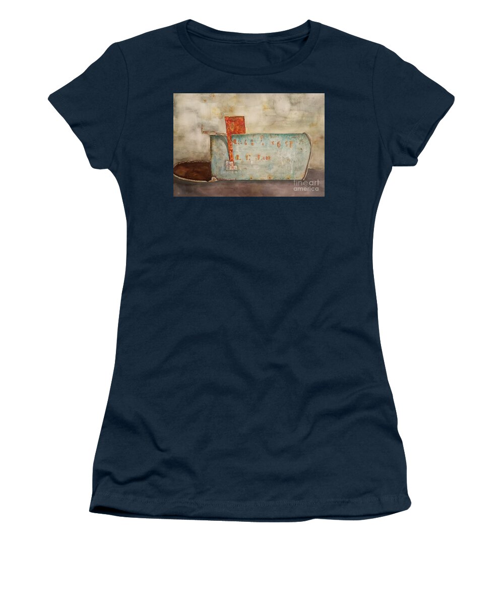 Rust Women's T-Shirt featuring the painting LL Bean Rusty Mailbox by Lisa Debaets