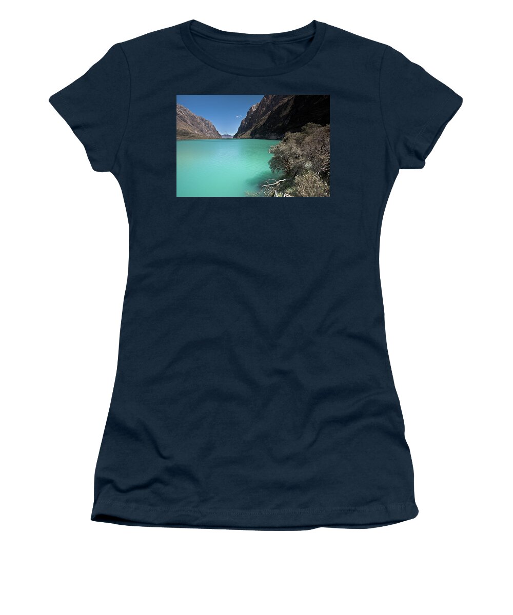Llanganuco Lakes Women's T-Shirt featuring the photograph Llanganuco Lakes in Cordillera Blanca by Aivar Mikko