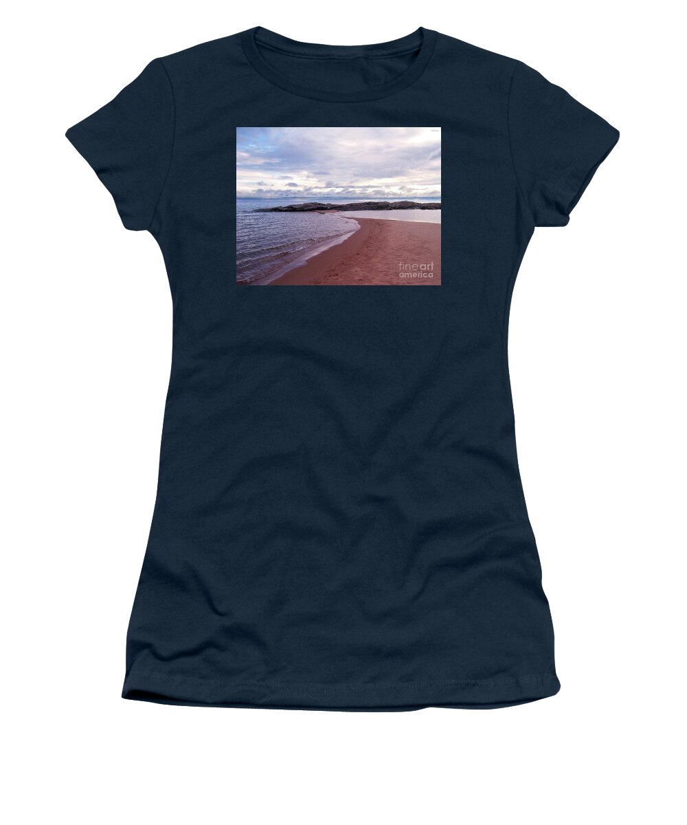 Lake Superior Women's T-Shirt featuring the photograph Long Rock In Lake Superior by Phil Perkins