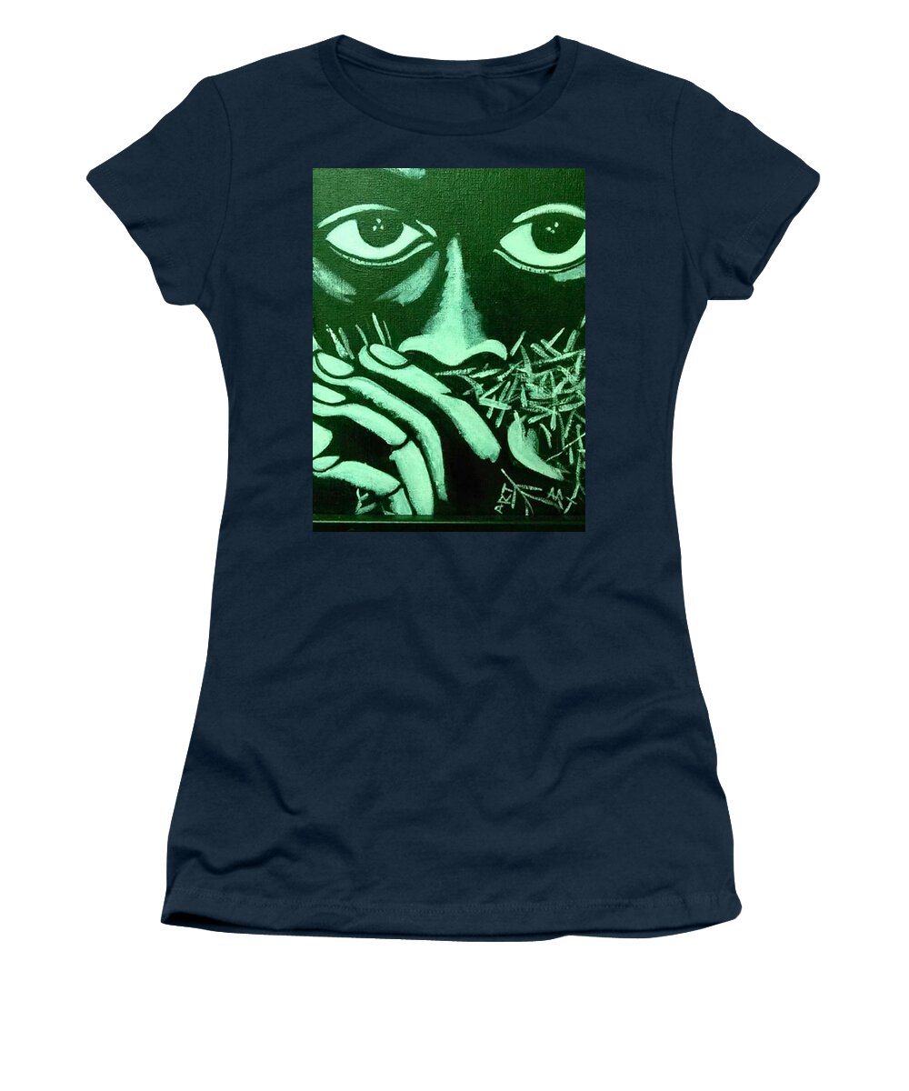 Acrylic Women's T-Shirt featuring the painting Look into my Soul by Arthur Jenkins