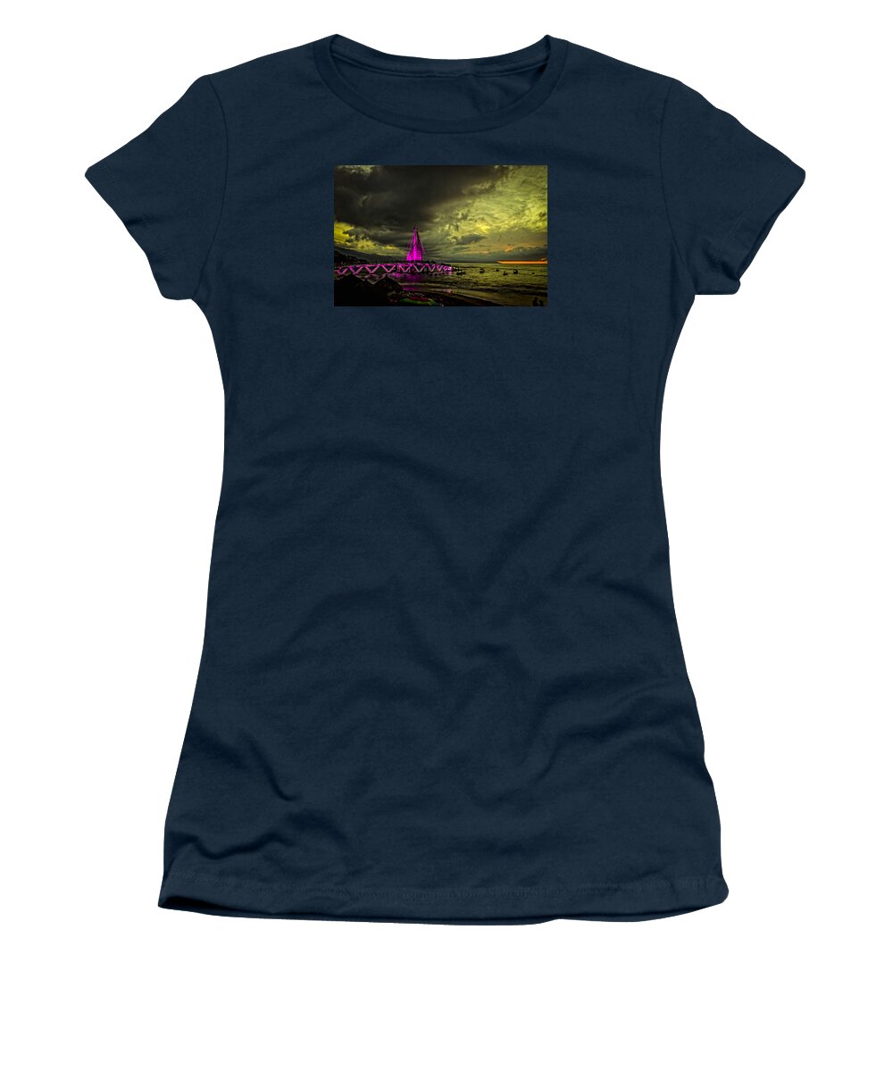 Puerto Women's T-Shirt featuring the photograph Los Muertos Pier at Sunset by Paul LeSage