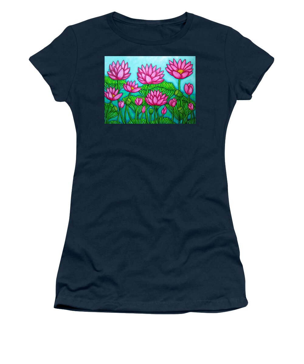 Lotus Women's T-Shirt featuring the painting Lotus Bliss II by Lisa Lorenz