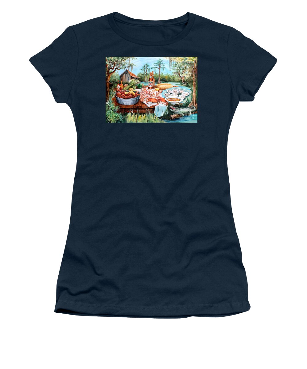 Louisiana Women's T-Shirt featuring the painting Louisiana Feast by Diane Millsap
