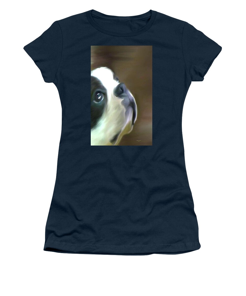 Boston Terrier Women's T-Shirt featuring the painting Love of a Boston by Maria Urso