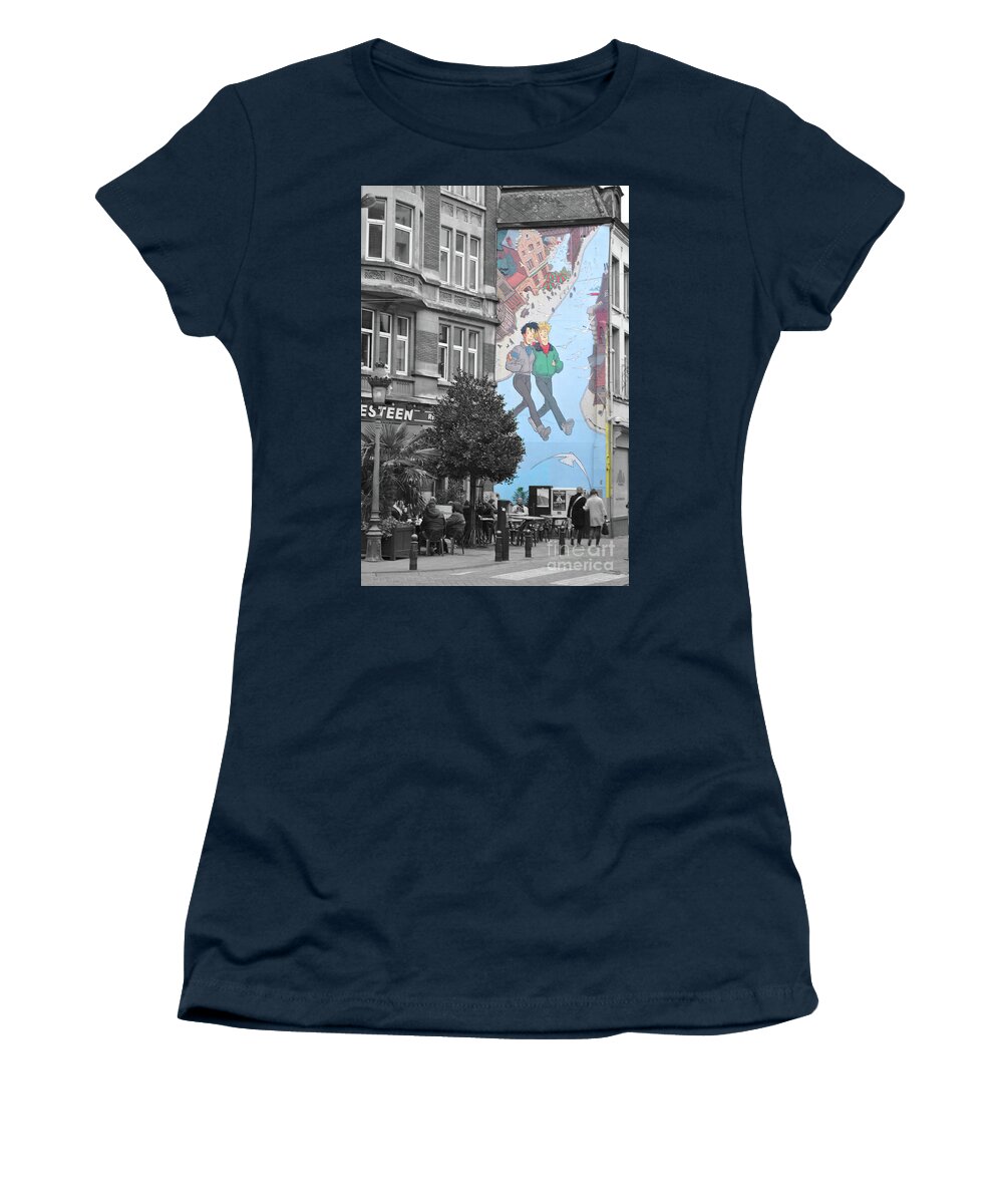 Lovers Women's T-Shirt featuring the photograph Lovers Mural by Jost Houk