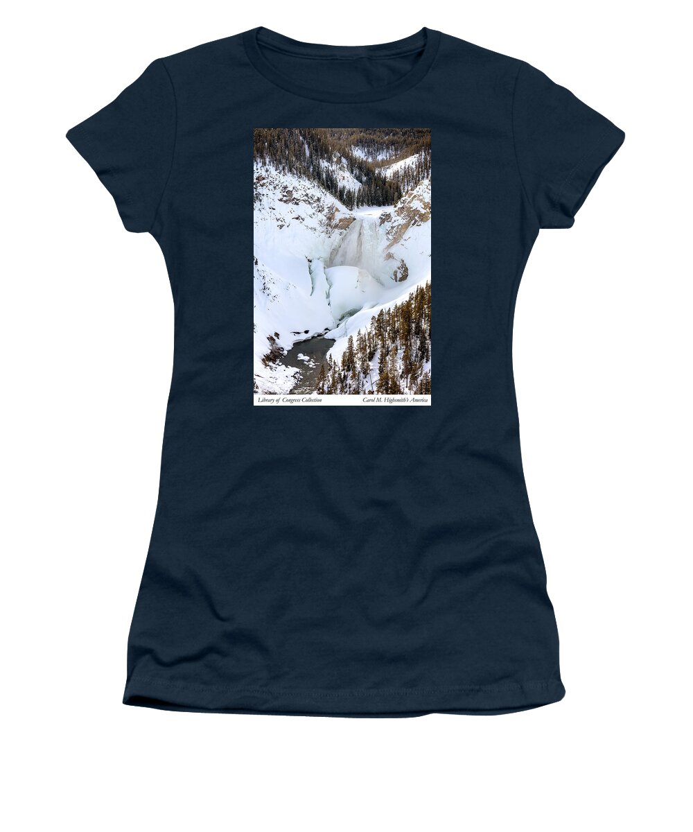 Carol M. Highsmith Women's T-Shirt featuring the photograph Lower Falls in the Grand Canyon of the Yellowstone River by Carol M Highsmith