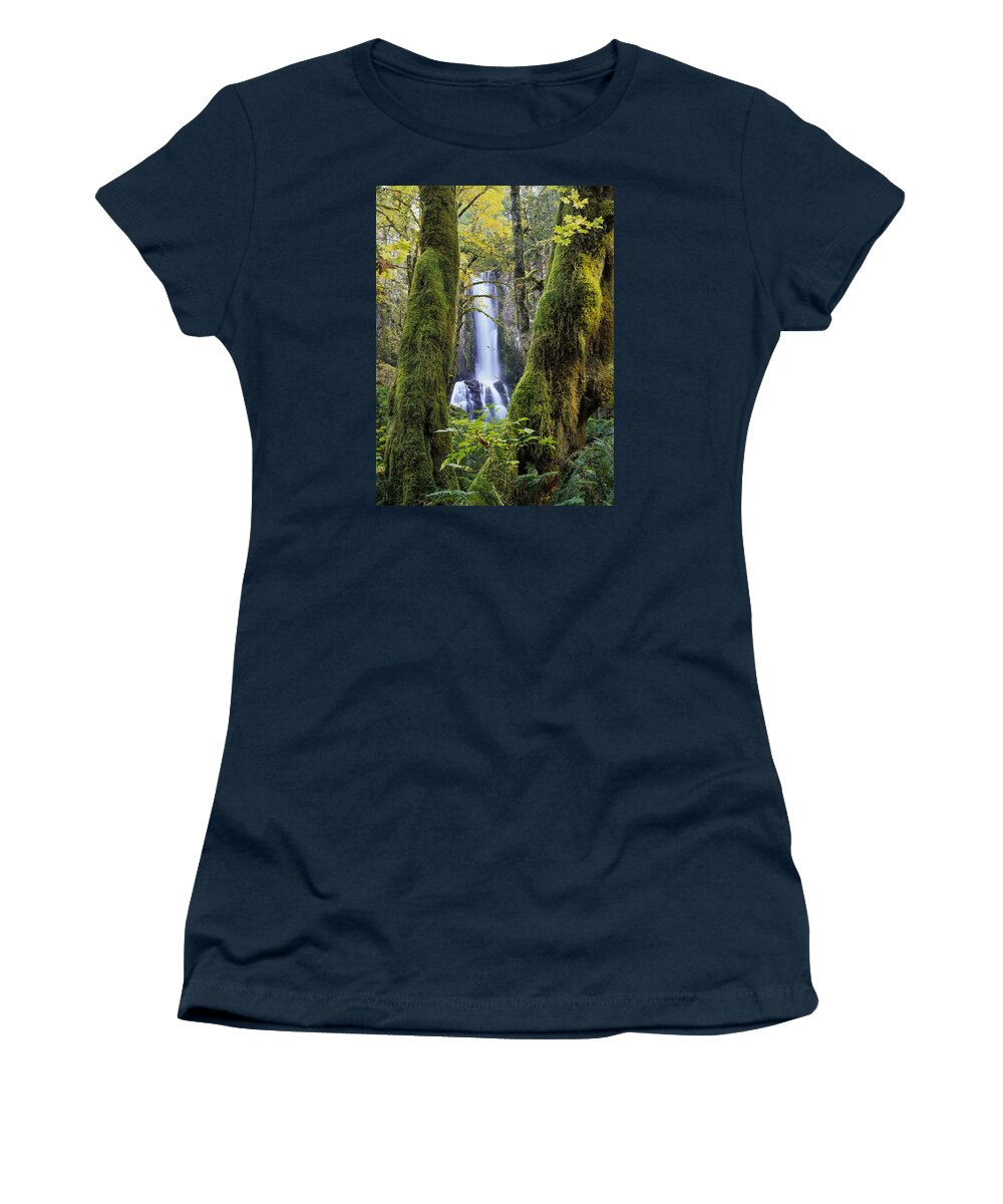 Autumn Color Women's T-Shirt featuring the photograph Lower Kentucky Falls and Maples by Robert Potts