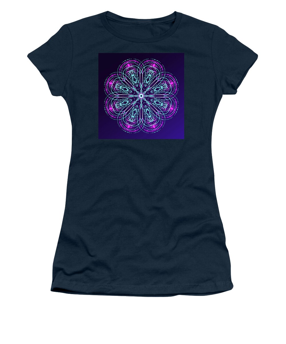 Ornate Women's T-Shirt featuring the mixed media Luminescent Ornament 1 by Masha Batkova