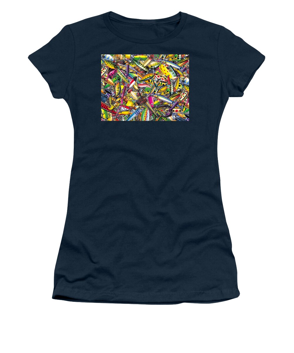 Jon Q Wright Women's T-Shirt featuring the painting Lure Collage by JQ Licensing