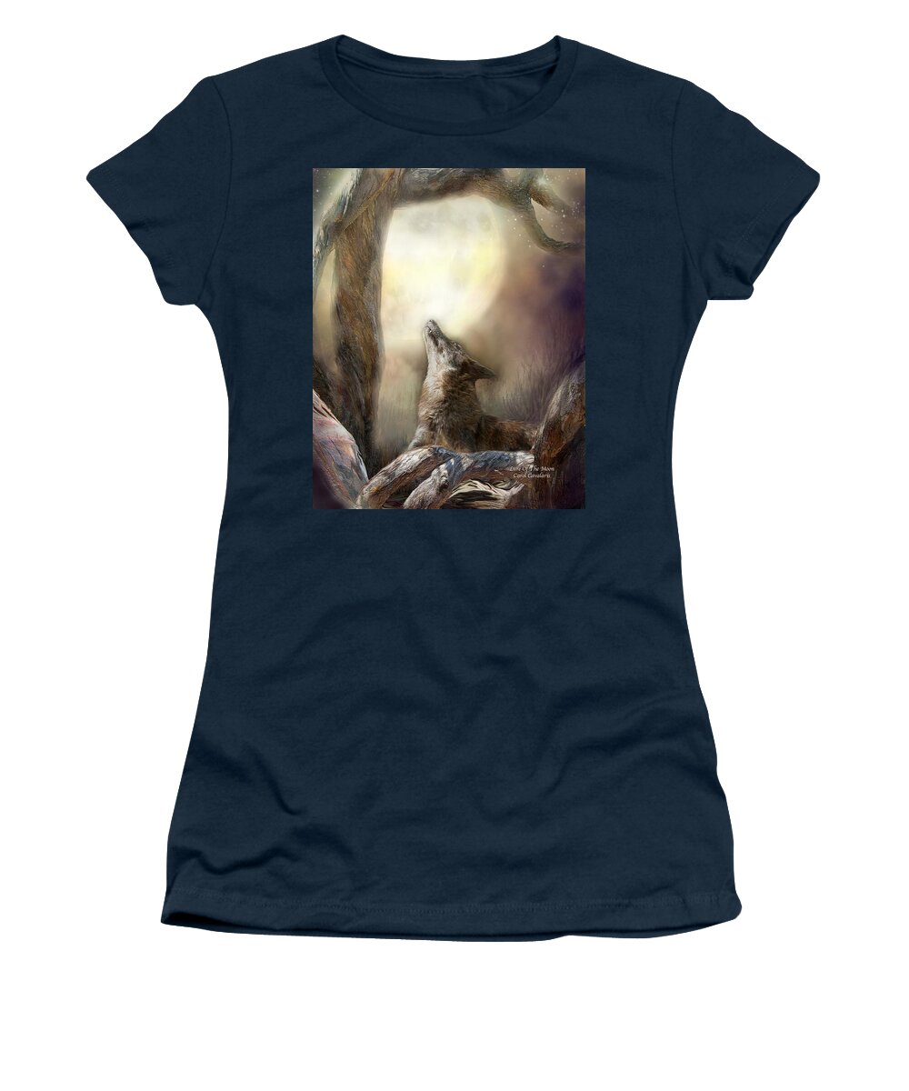 Wolf Women's T-Shirt featuring the photograph Lure Of The Moon by Carol Cavalaris