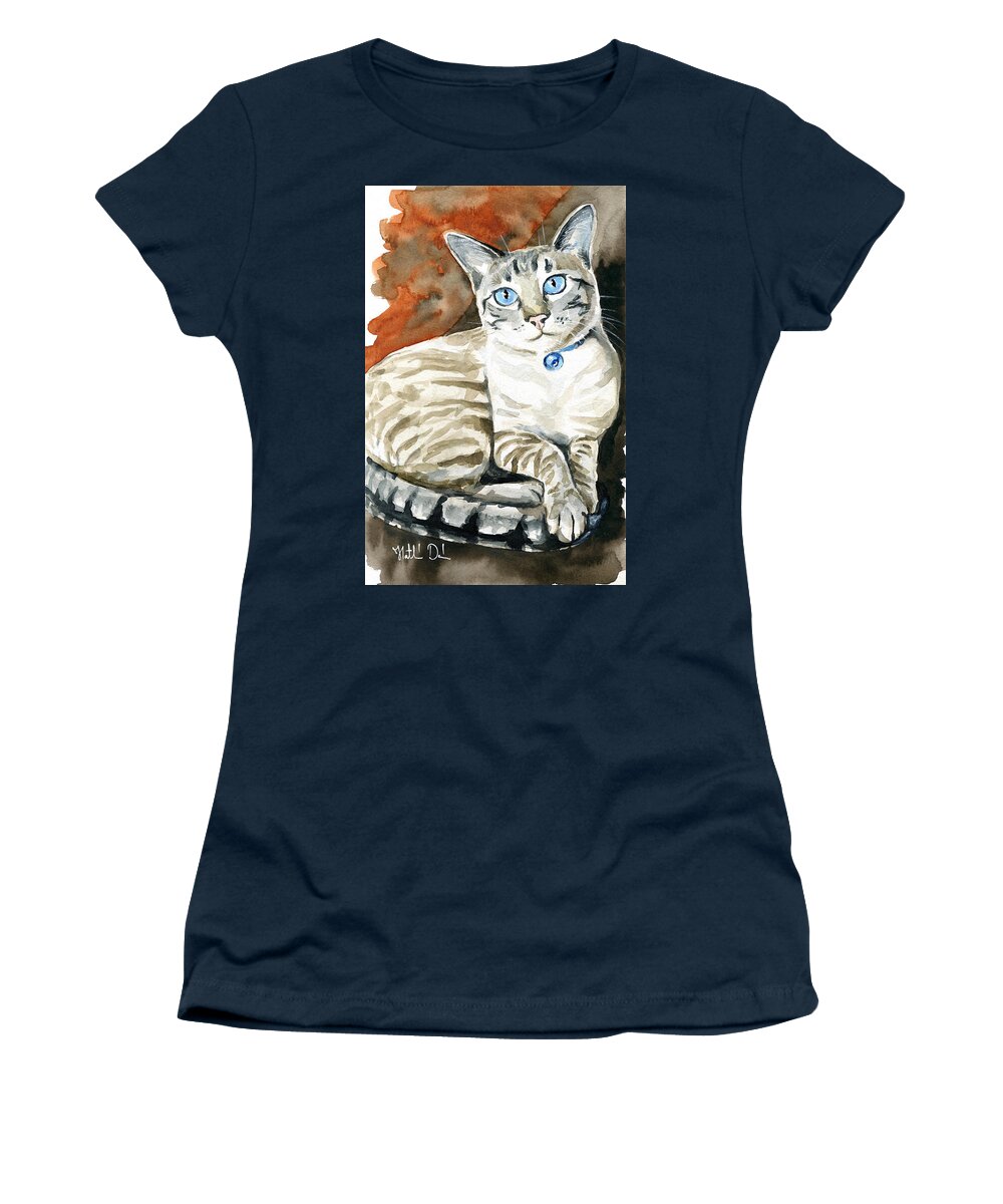 Lynx Point Siamese Women's T-Shirt featuring the painting Lynx Point Siamese Cat Painting by Dora Hathazi Mendes