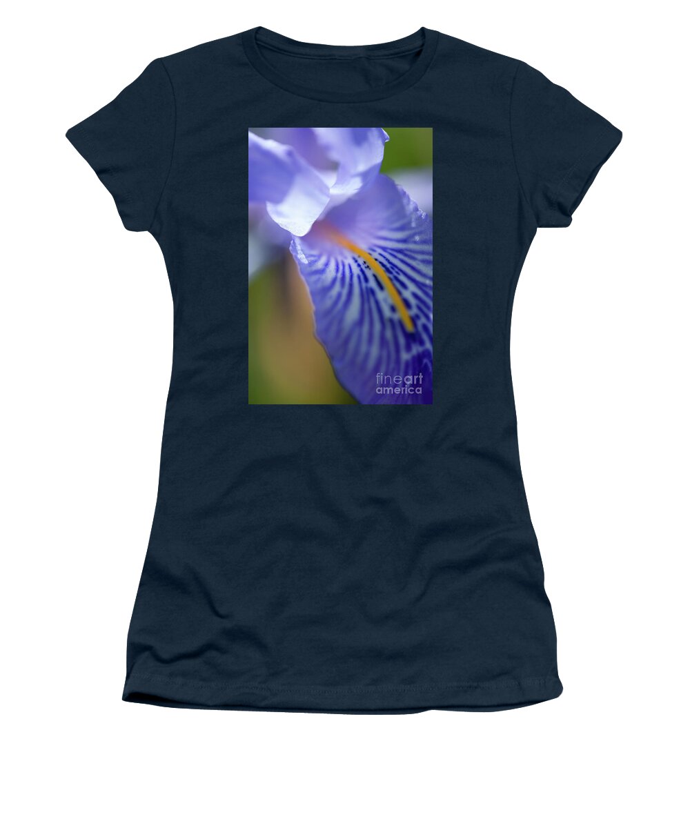 Iris Flower Women's T-Shirt featuring the photograph Macro Iris Flower Detail by Heiko Koehrer-Wagner