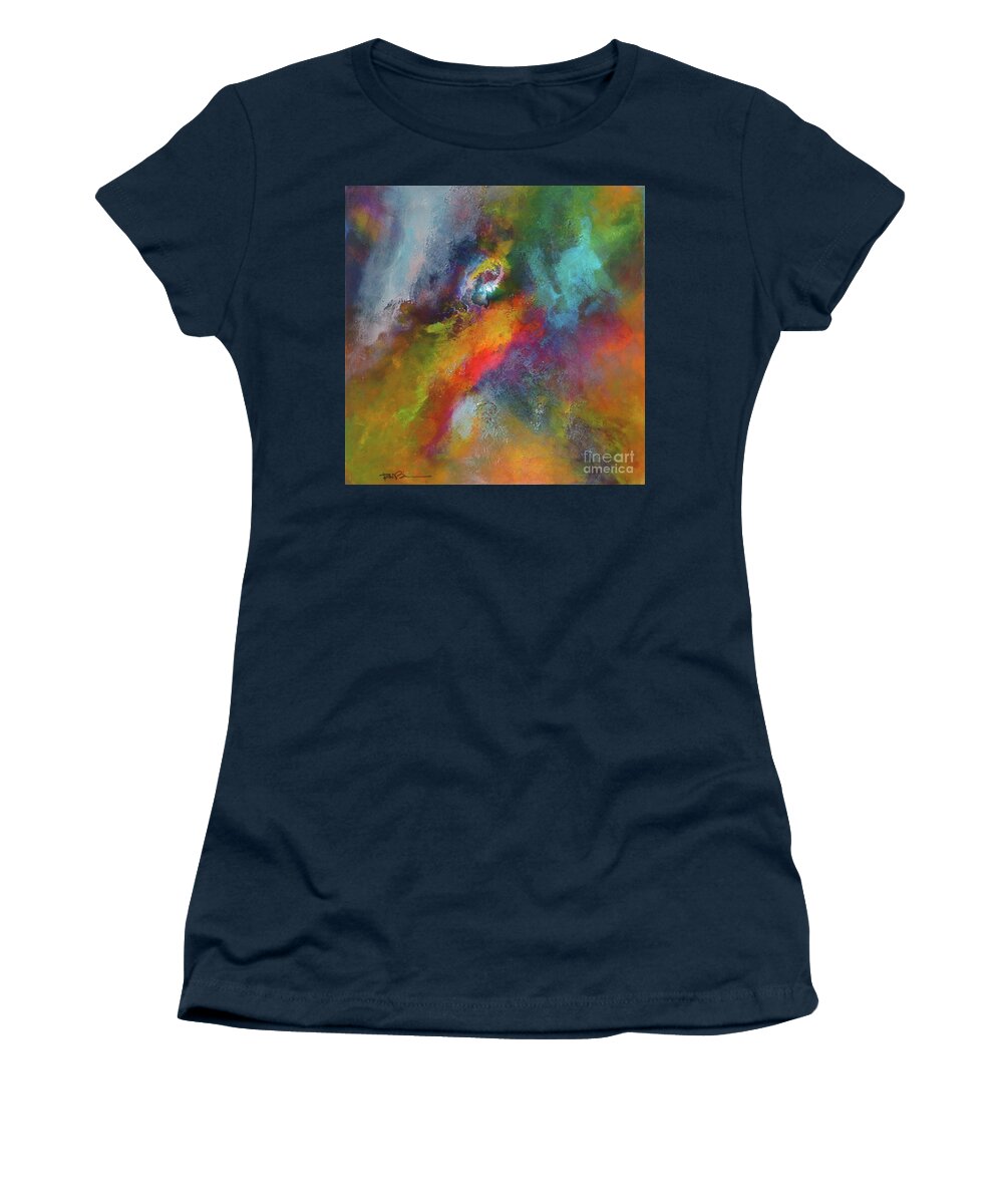 Magnolia Stellata Abstract Painting On Canvas Women's T-Shirt featuring the painting Magnolia Stellata Painting by Robert Birkenes