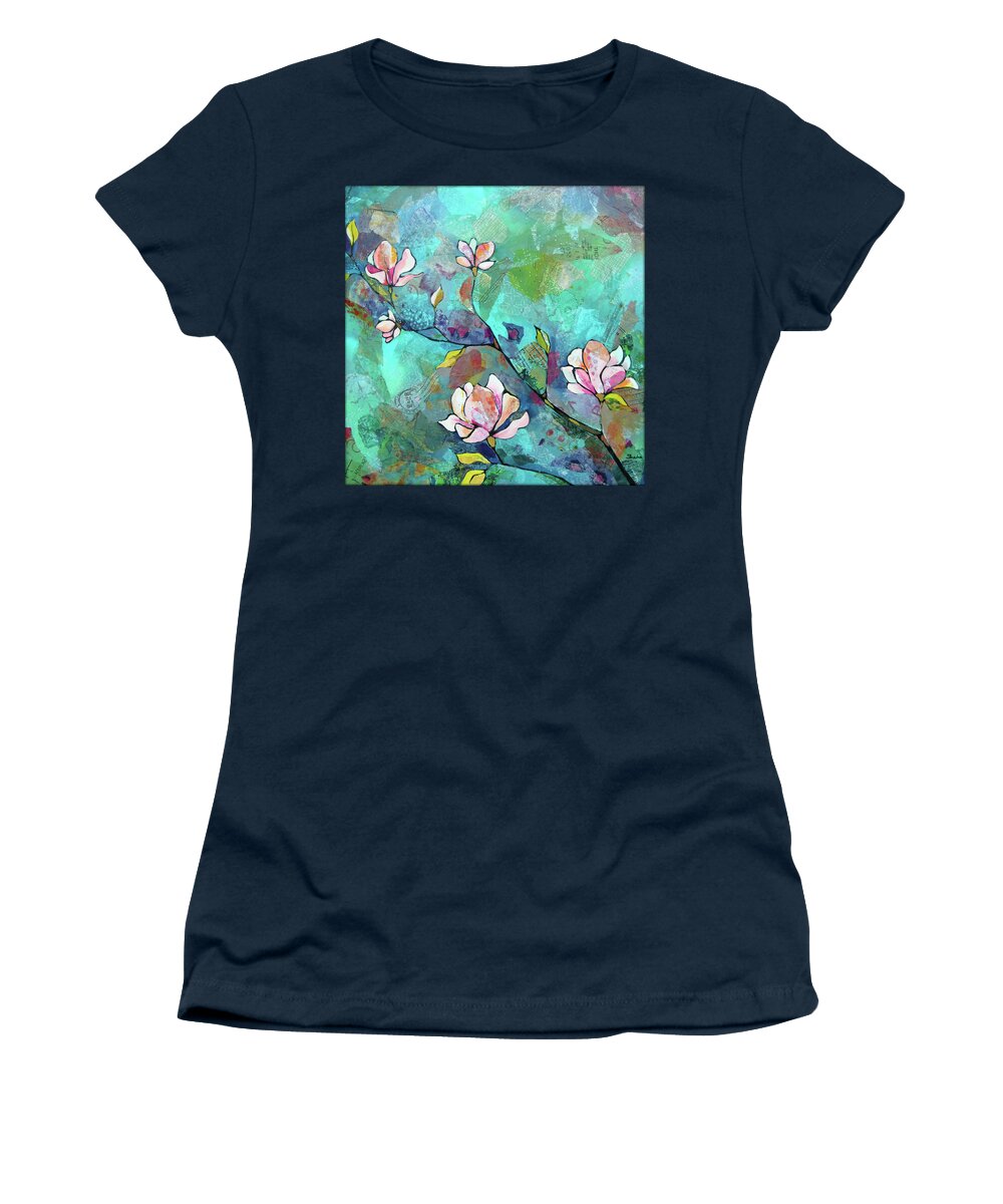 Magnolias Women's T-Shirt featuring the painting Magnolias by Shadia Derbyshire