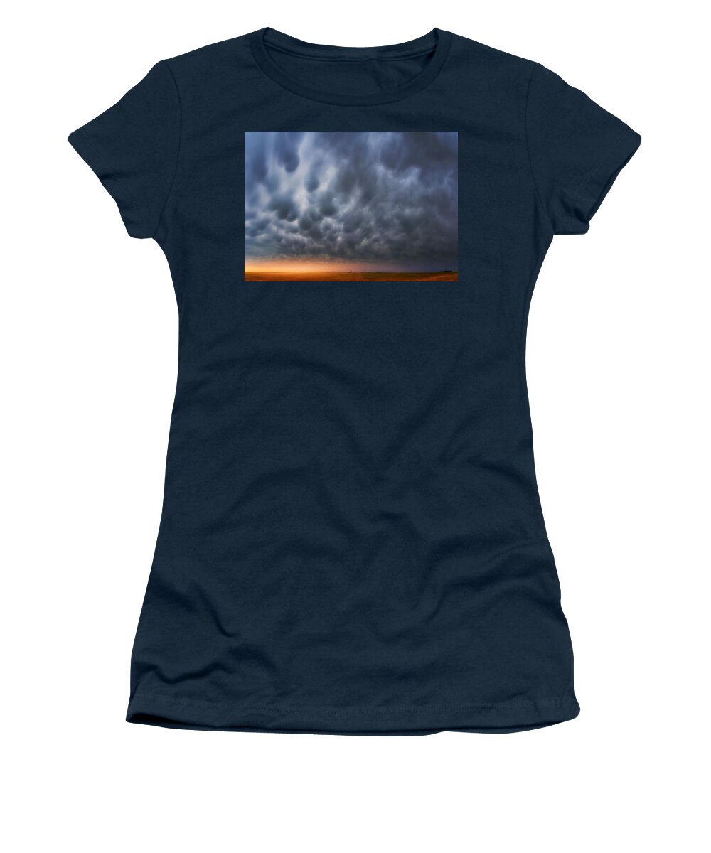 Mammatus Clouds Women's T-Shirt featuring the photograph Mammatus over Madrid by Darren White