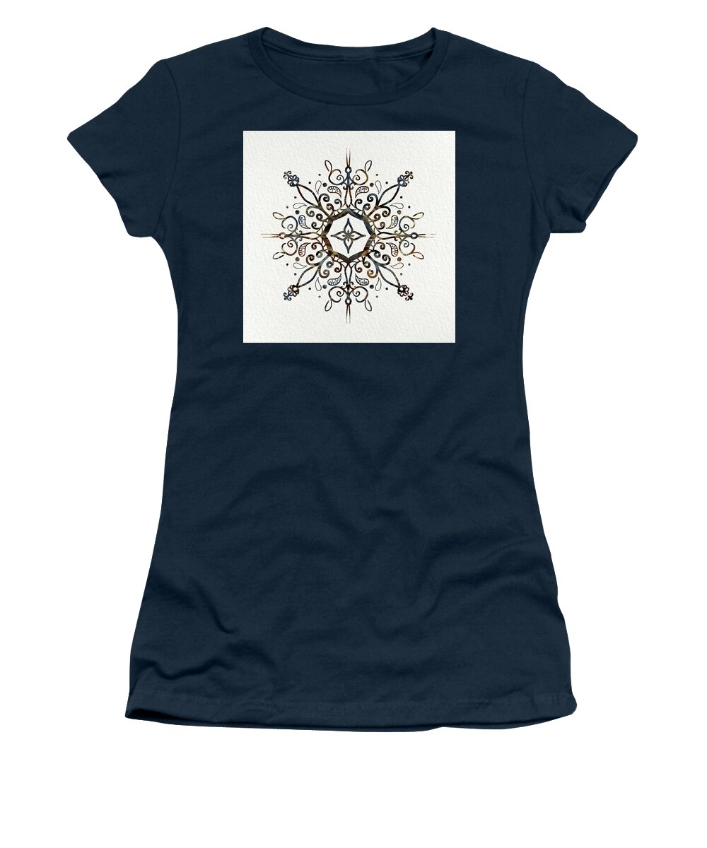 Blue And Brown Mandala Women's T-Shirt featuring the mixed media Mandala Earth and Water by Patricia Lintner