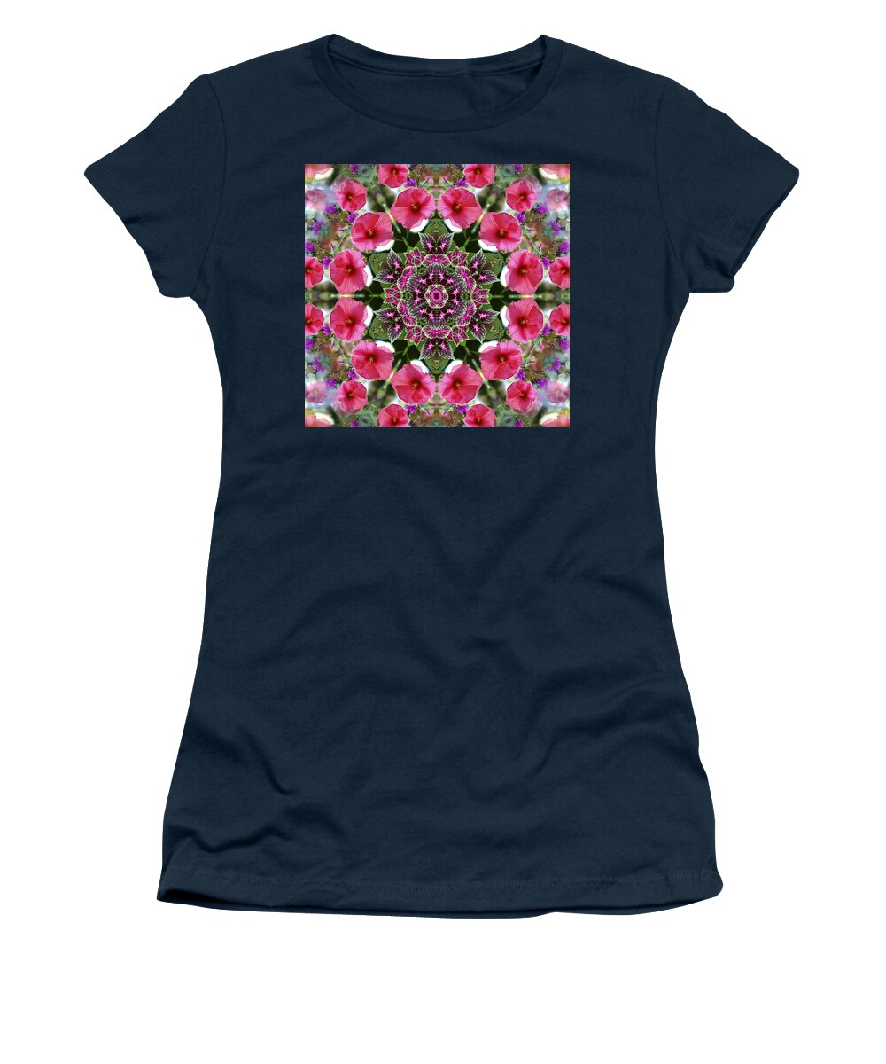 Mandala Women's T-Shirt featuring the digital art Mandala Pink Patron by Nancy Griswold