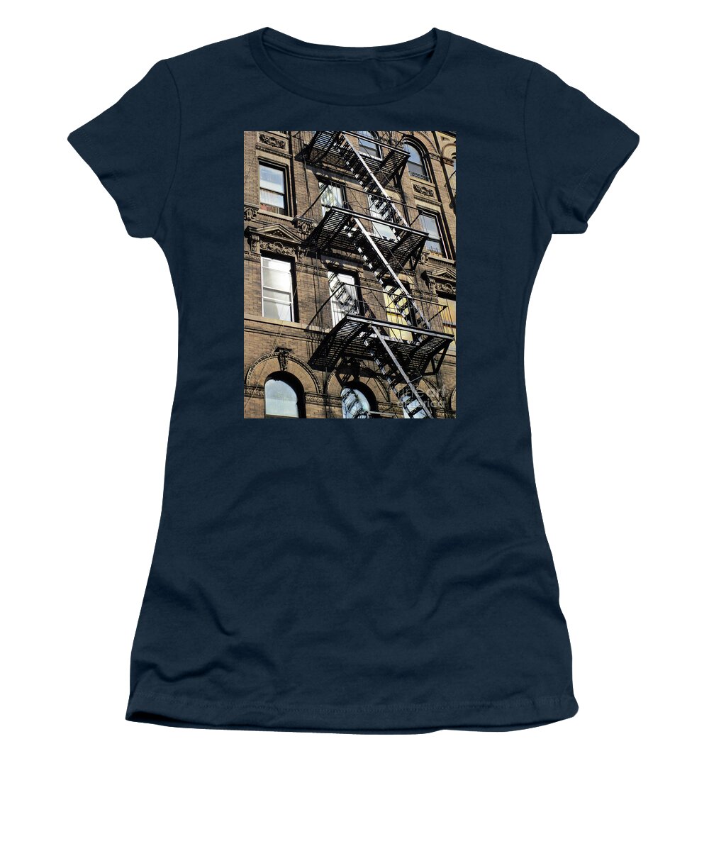Manhattan Women's T-Shirt featuring the photograph Manhattan Fire Escape 3 by Randall Weidner