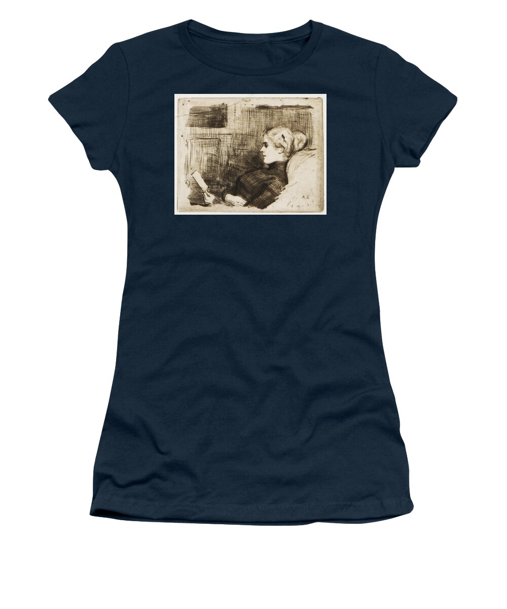 Albert Edelfelt (1854-1905) Marie Von Heiroth Women's T-Shirt featuring the painting Marie von Heiroth by MotionAge Designs