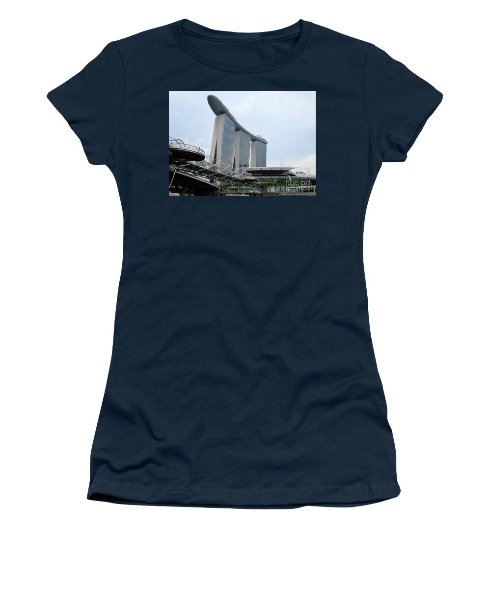 Moshie Safdie Women's T-Shirt featuring the photograph Marina Bay Sands 13 by Randall Weidner
