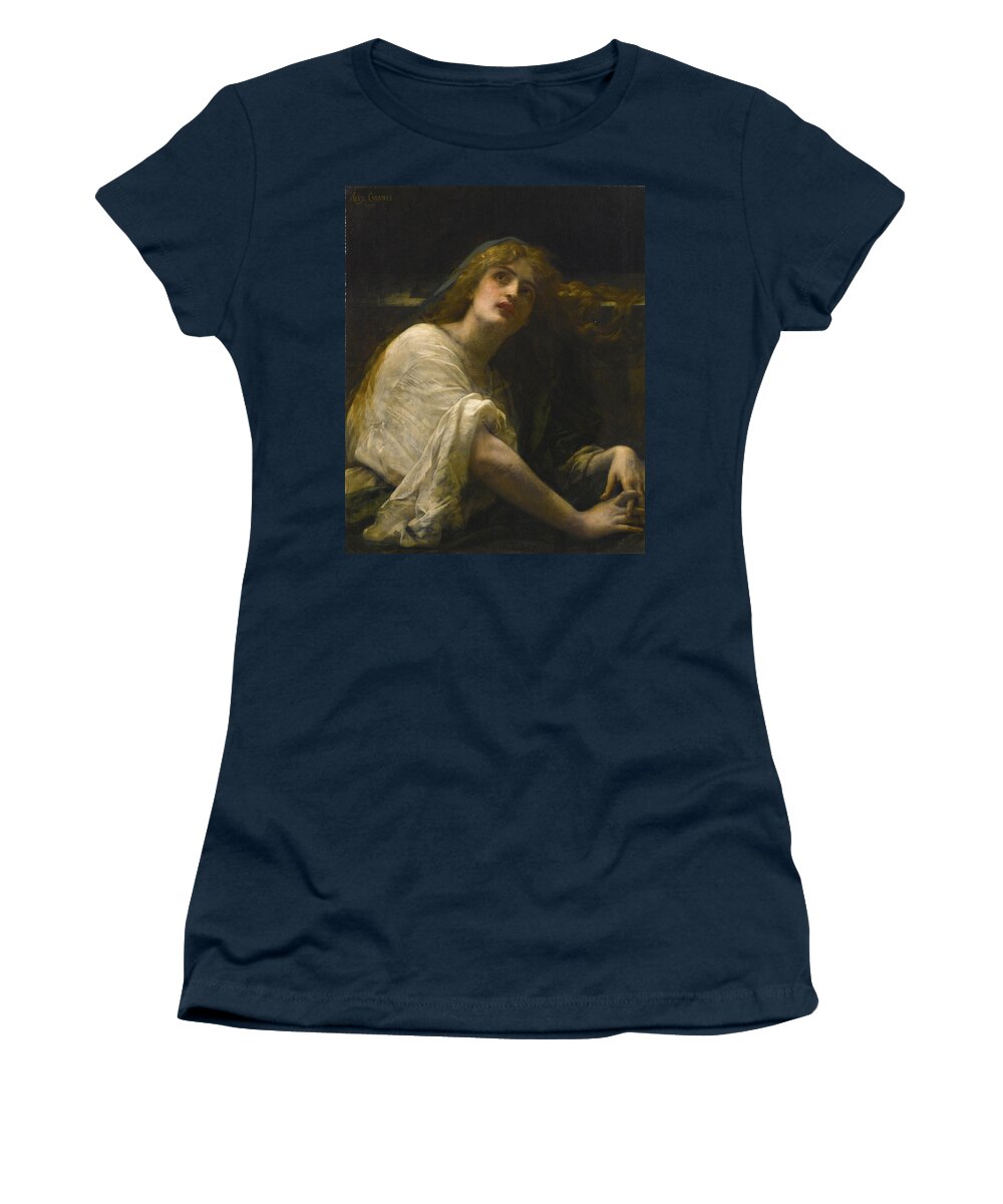 Alexandre Cabanel Women's T-Shirt featuring the painting Mary Magdalene at the Tomb by Alexandre Cabanel