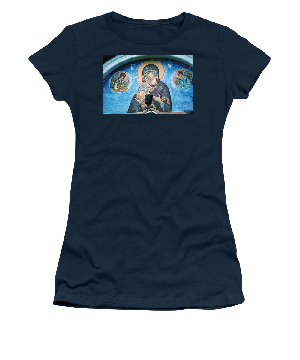 Trinity Lavra Of St. Sergius Women's T-Shirt featuring the photograph Mary Magdelena Jesus Christ Angels Trinity Lavra by Wernher Krutein