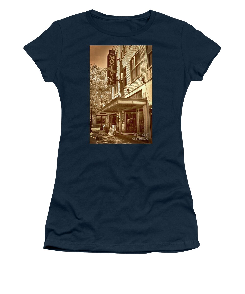 Scenic Tours Women's T-Shirt featuring the photograph Mast General Store by Skip Willits