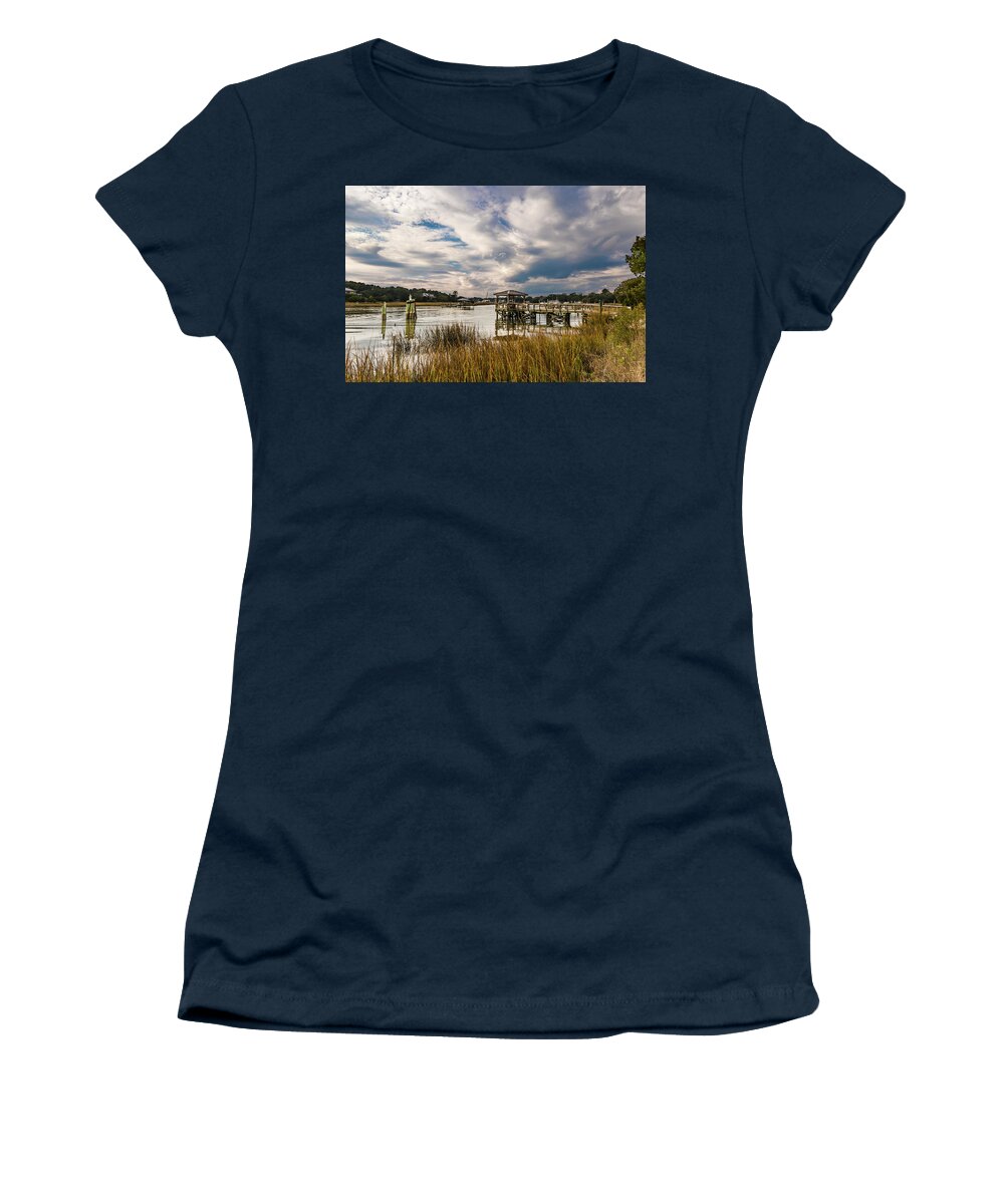 Mcclellanville South Carolina Women's T-Shirt featuring the photograph McClellanville Intracoastal Charming Landscape by Norma Brandsberg