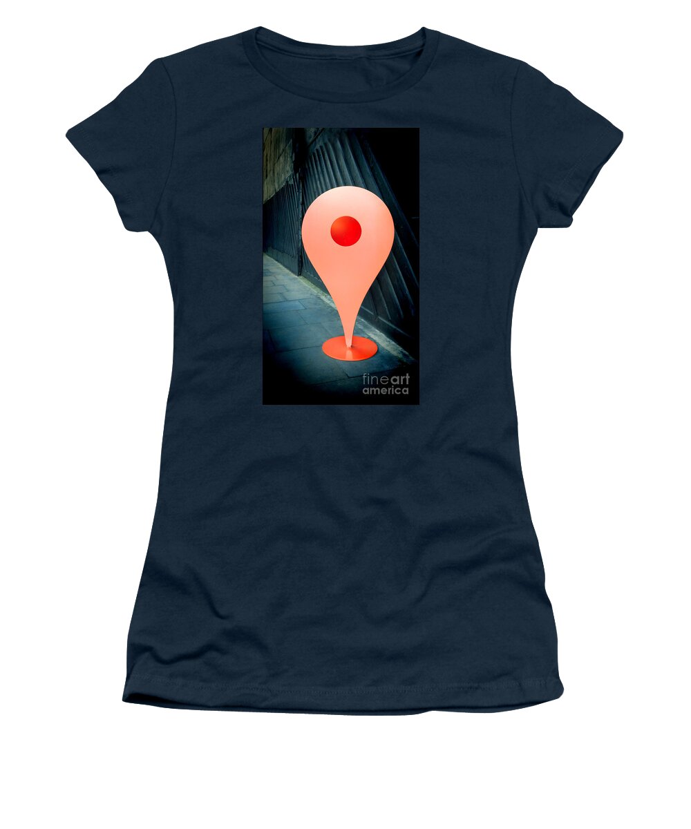 Location Sign Women's T-Shirt featuring the photograph Meet Me by Jasna Buncic