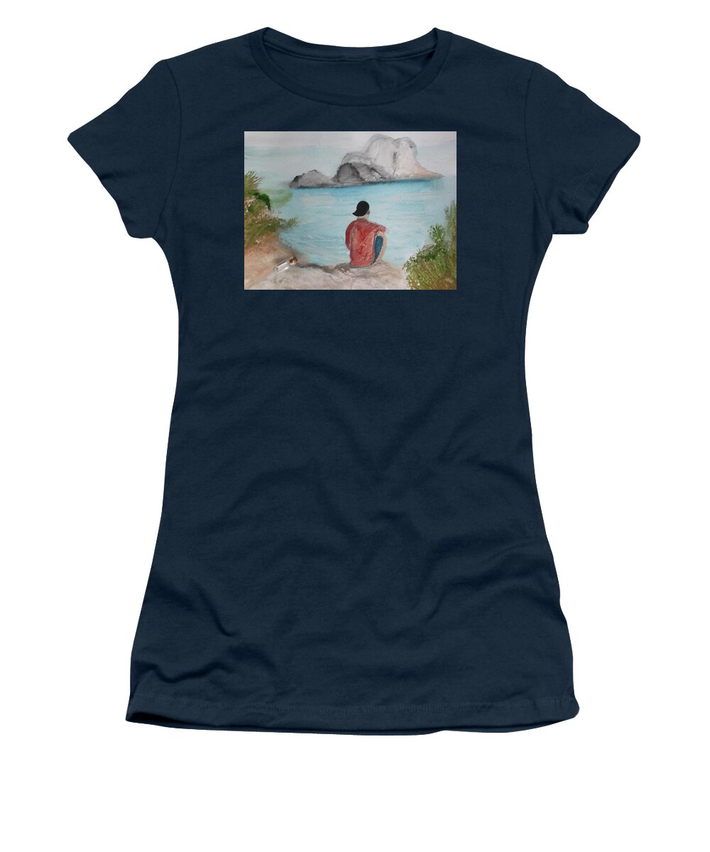 Message Women's T-Shirt featuring the painting Message in a bottle by Carole Robins