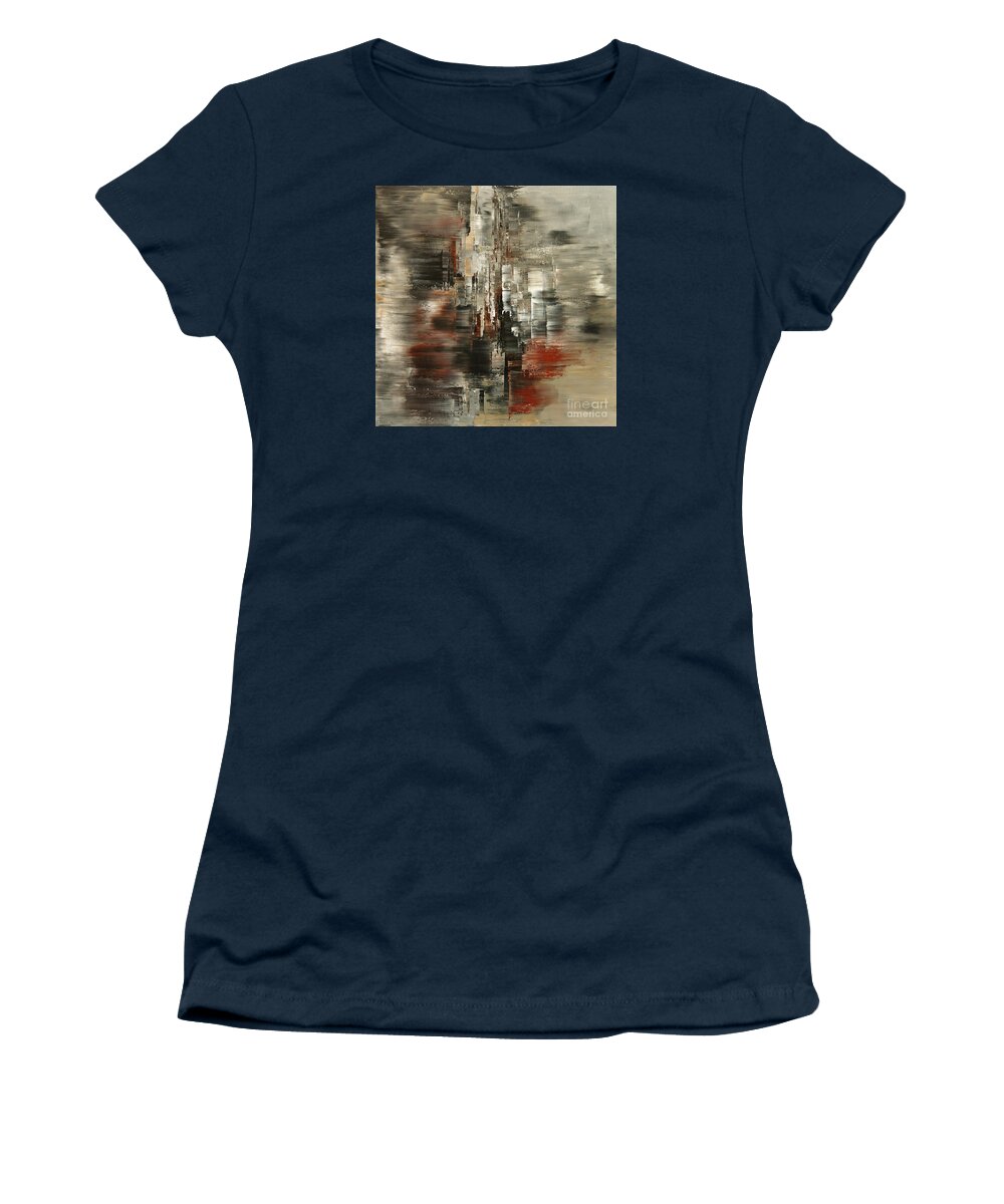 Abstract Women's T-Shirt featuring the painting Metals and Magnetism by Tatiana Iliina