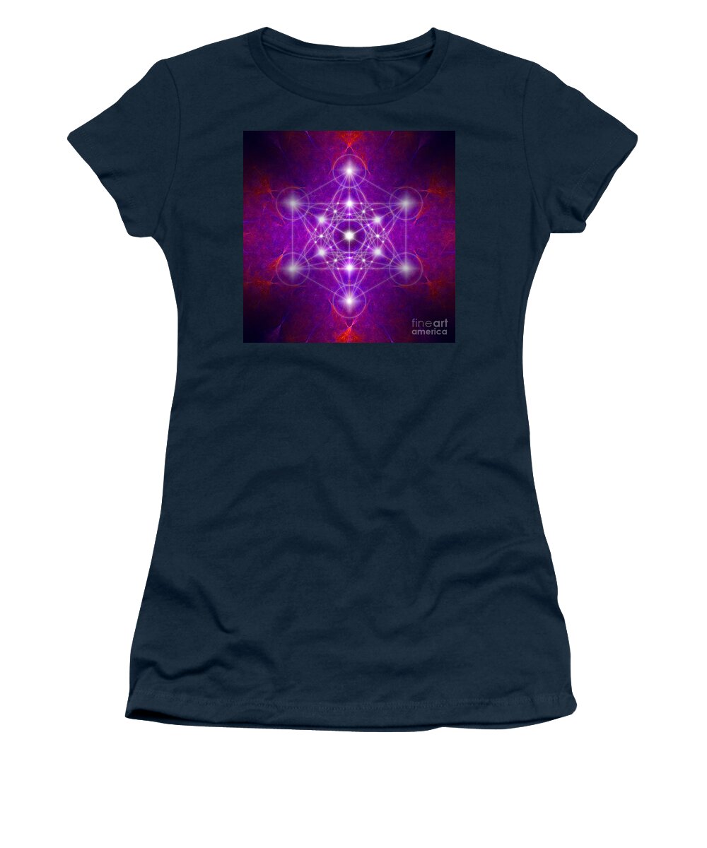 Metatron's Cube Women's T-Shirt featuring the digital art Metatron's Cube Colors by Alexa Szlavics