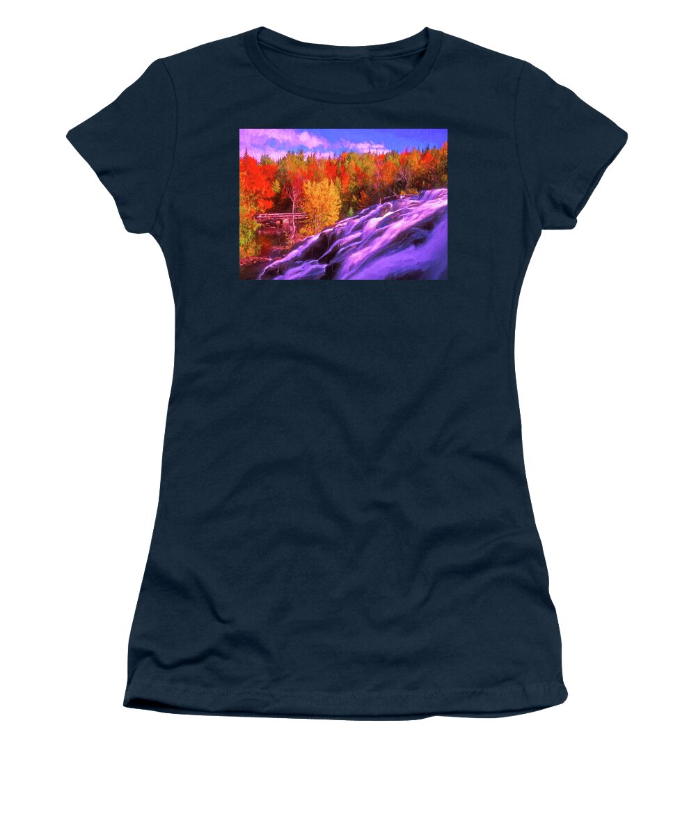 Michigan Women's T-Shirt featuring the digital art Michigan's Bond Falls, Michigan by Dennis Cox Photo Explorer